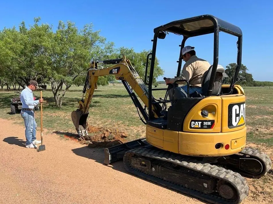 Water line work at the street — trench and mains